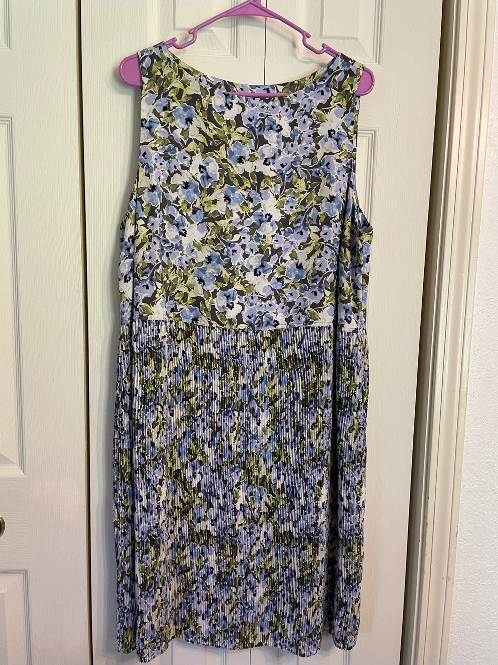 Joie Blue and Green Floral Pleated Summer Dress